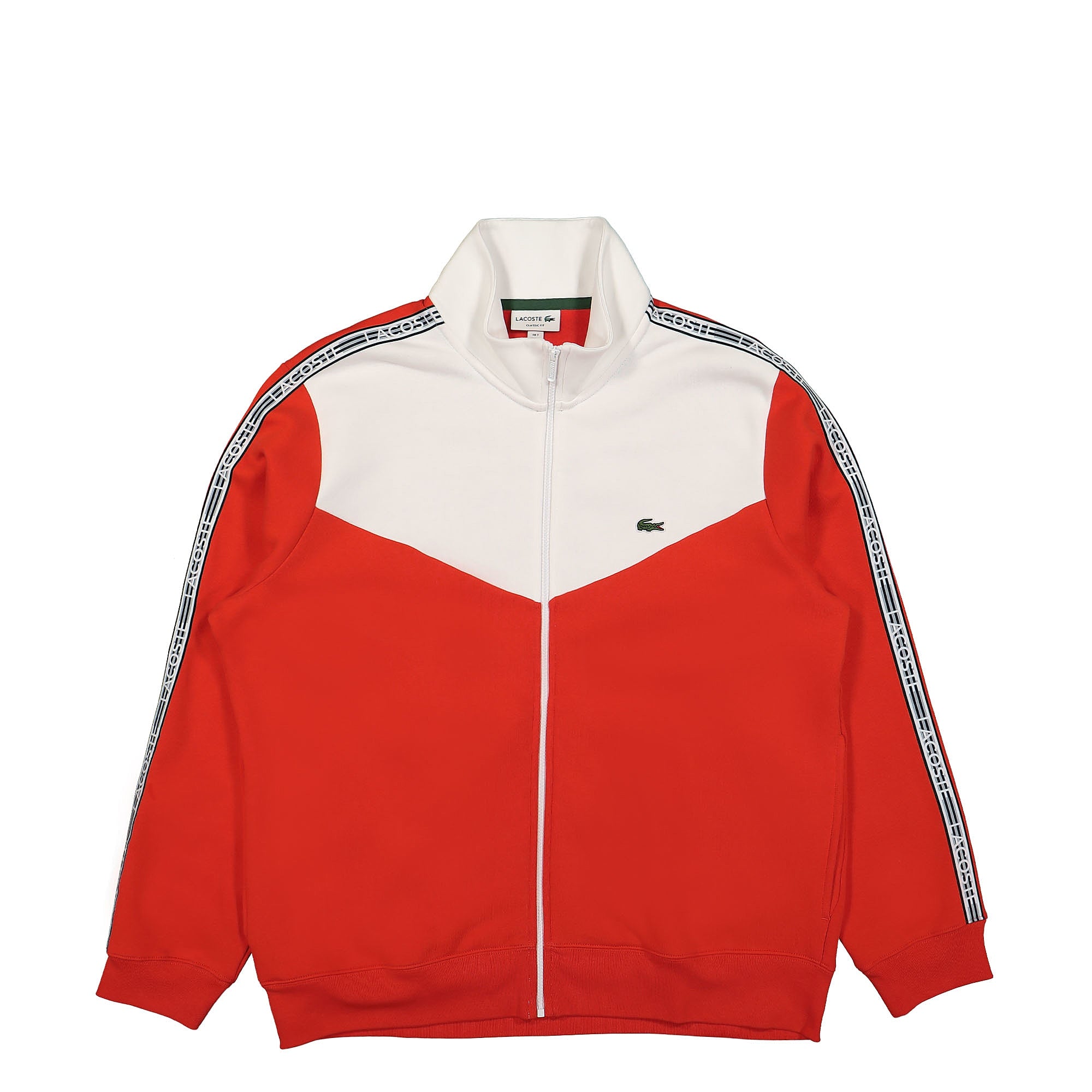Lacoste Classic Fit Colourblock Zipped Sweatshirt Red / White Track Jackets SH5808-00 75S | Overkill