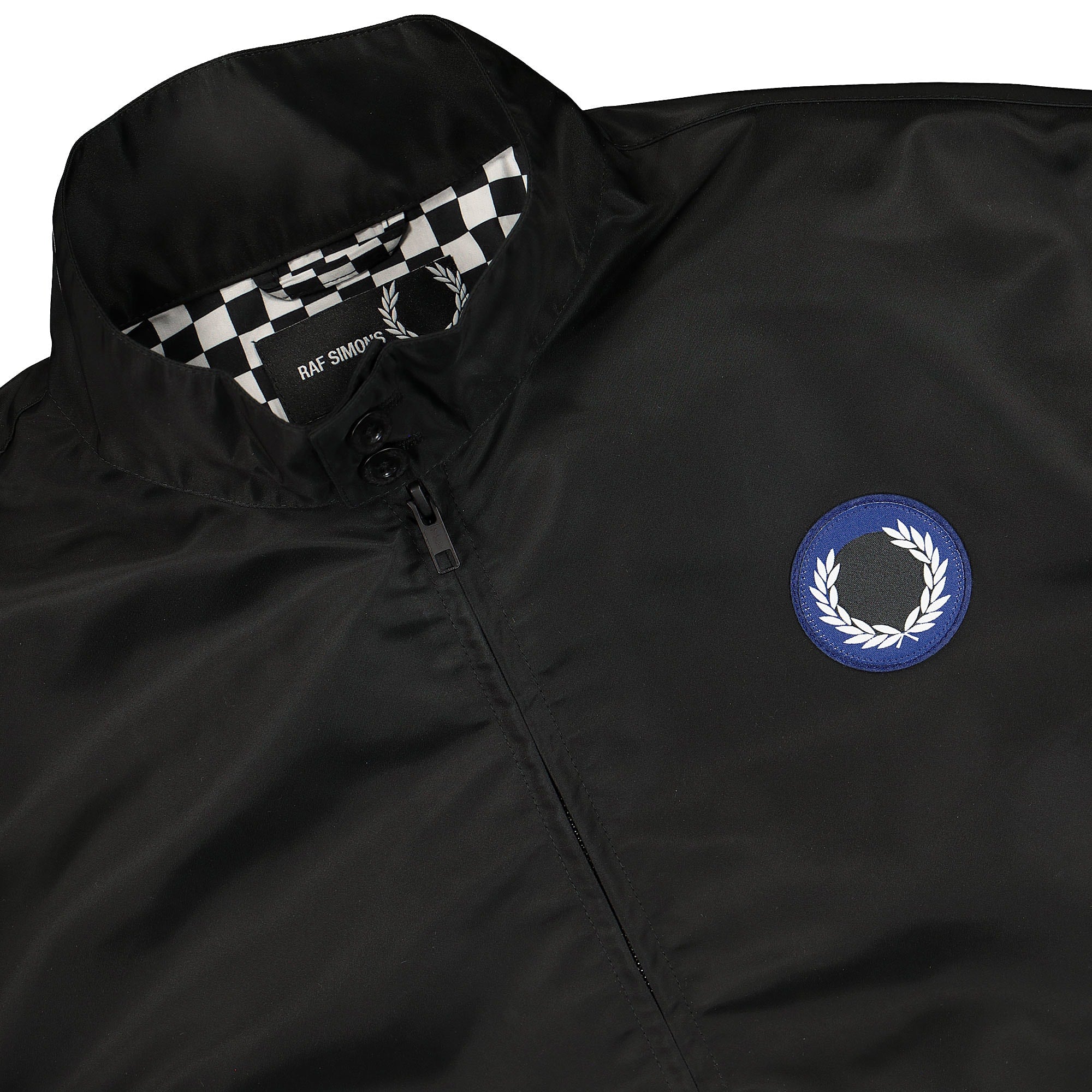 Fred Perry Raf Simons x Fred Perry Patched Harrington Jacket Black Jackets Close-up | Overkill