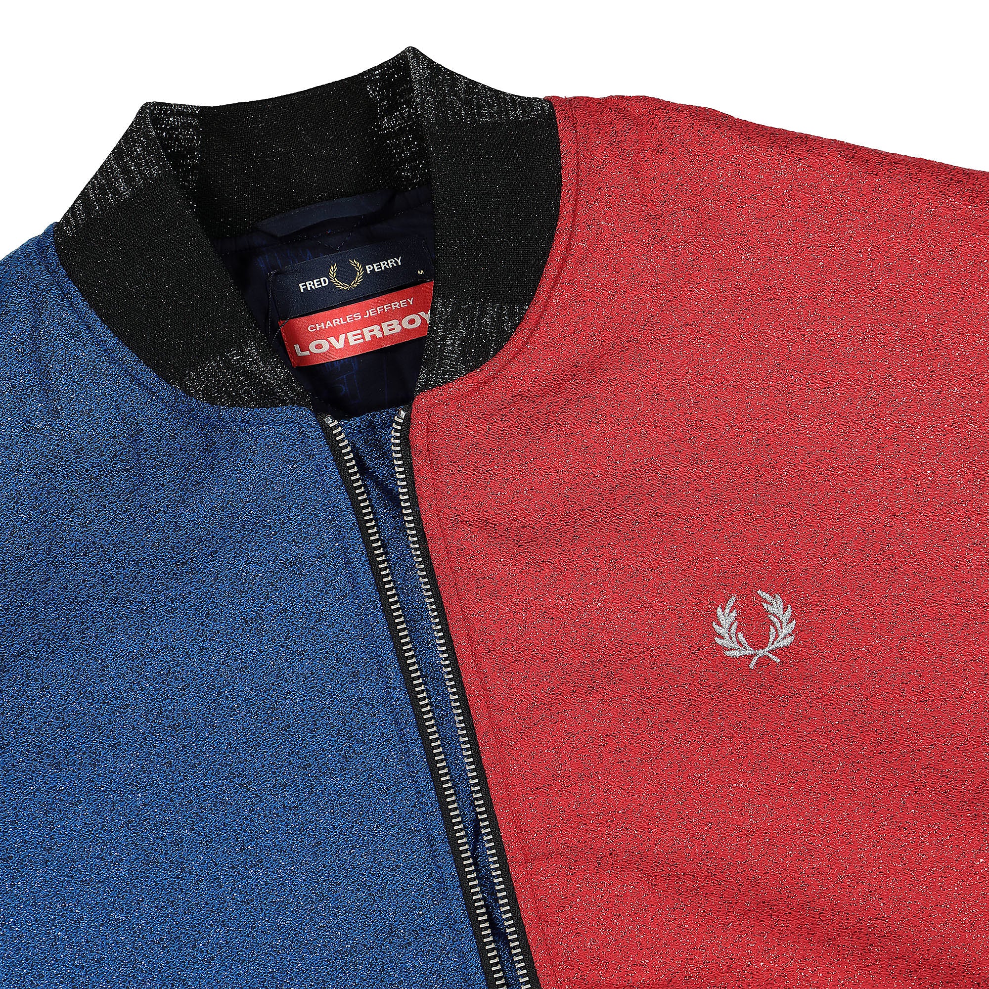 Fred Perry Charles Jeffrey LOVERBOY x Fred Perry Glitter Bomber Jacket Fiery Red Bomber & Varsity Jackets Close-up | Overkill