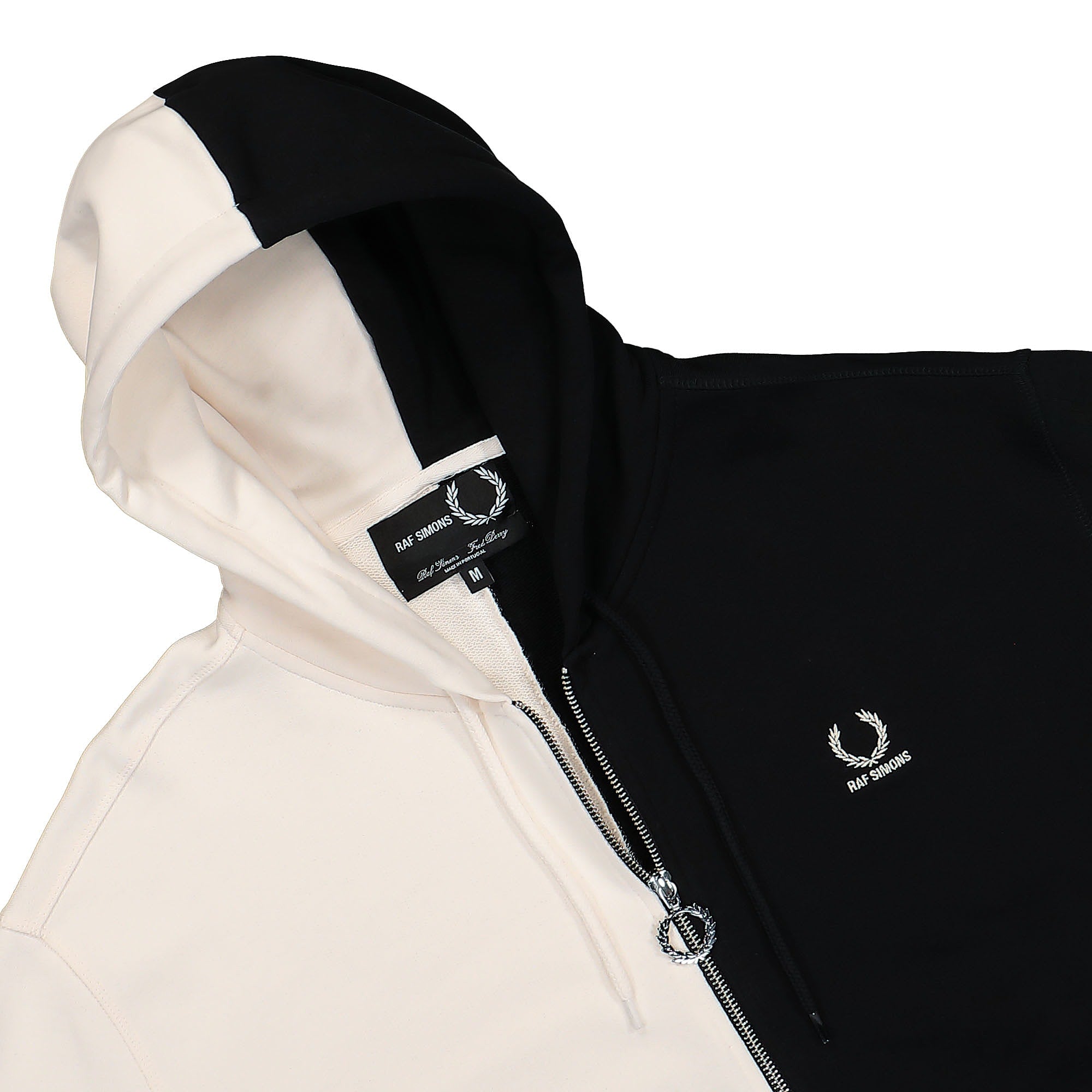 Raf Simons x Fred Perry Patched Zip Through Hoodie Black  Close-up | Overkill