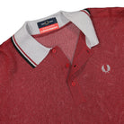 Fred Perry Charles Jeffrey LOVERBOY x Fred Perry Glitter Knitted Rugby Shirt Fiery Red Longsleeves Close-up | Overkill