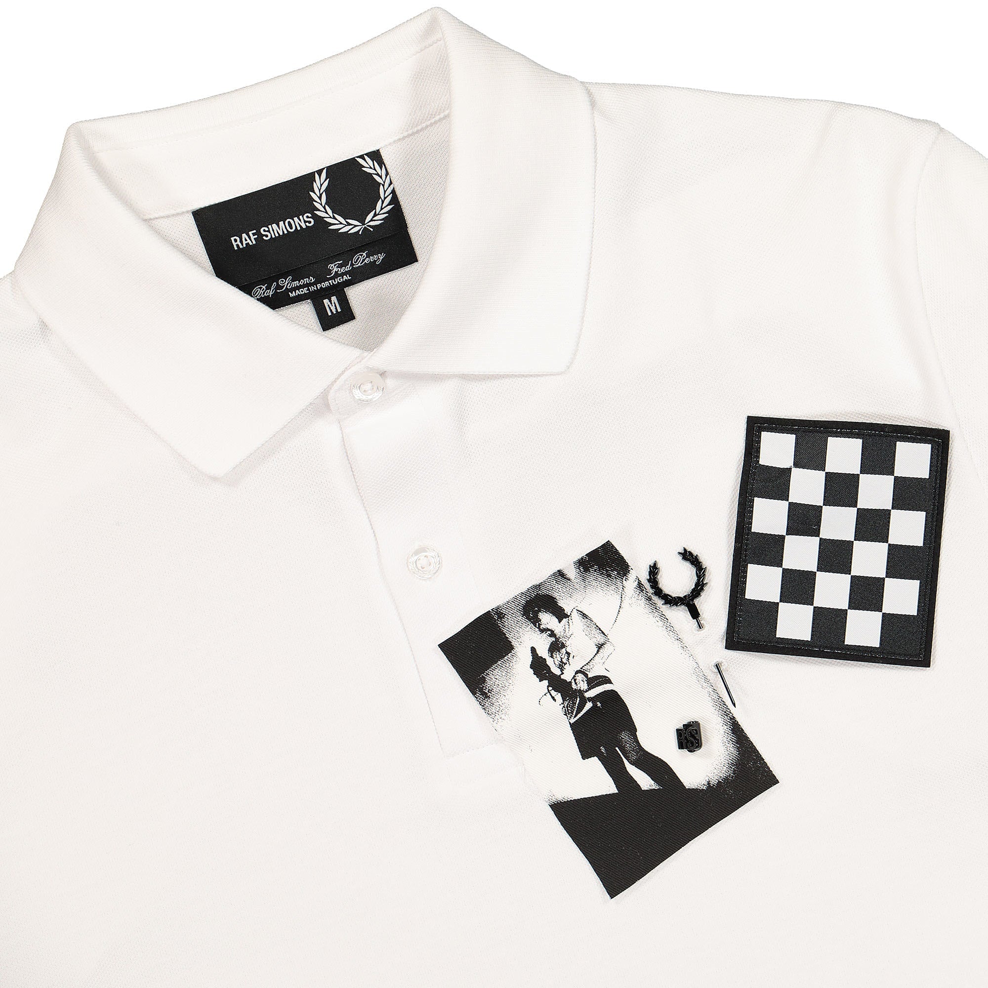 Fred Perry Raf Simons x Fred Perry Chest Patch Polo Shirt White Polo Shirts Close-up | Overkill