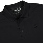 Fred Perry Raf Simons x Fred Perry Oversized Printed Polo Shirt Black Polo Shirts Close-up | Overkill