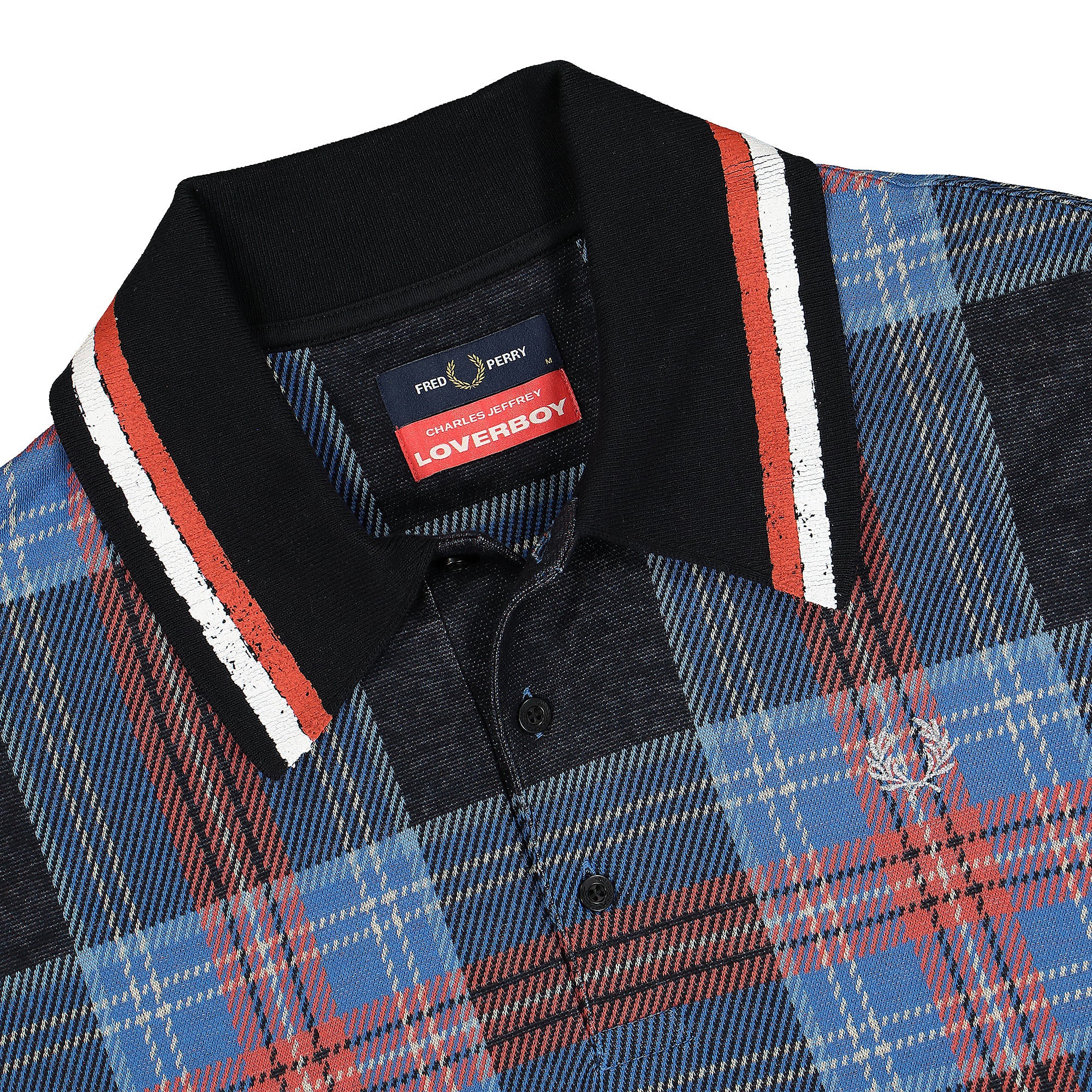 Fred Perry Charles Jeffrey LOVERBOY x Fred Perry Oversized Tartan Polo Shirt Loverboy Tartan Polo Shirts Close-up | Overkill