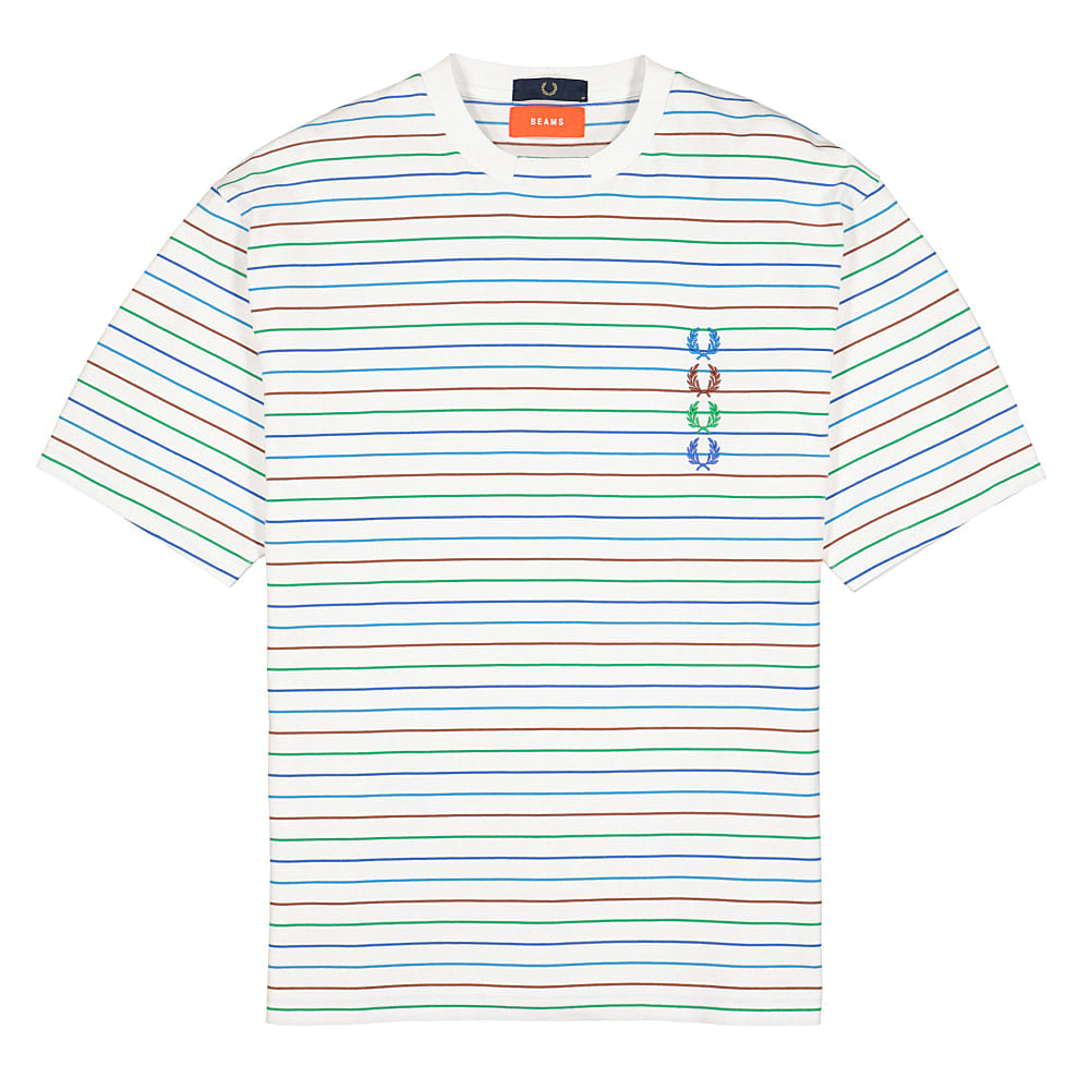 Fred Perry Beams x Fred Perry Striped T-Shirt White T-Shirts SM8021-100 | Overkill