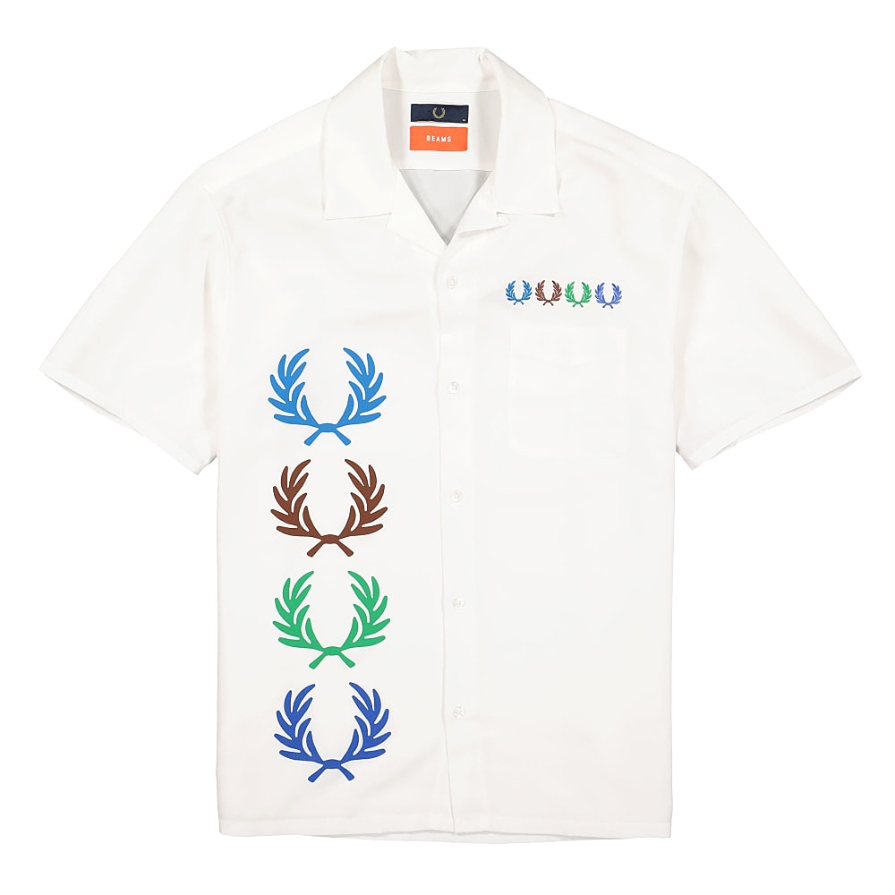 Fred Perry Beams x Fred Perry Aloha Shirt White Shirts SM8022-100 | Overkill