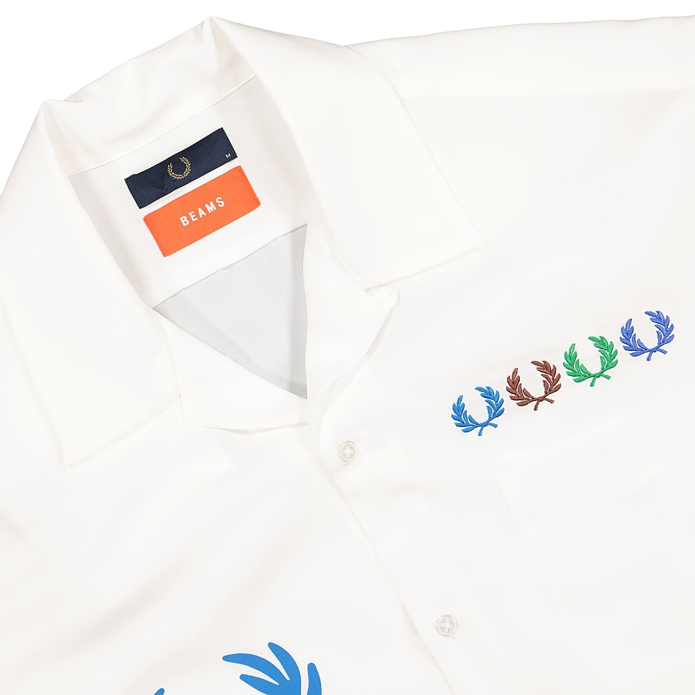 Fred Perry Beams x Fred Perry Aloha Shirt White Shirts Close-up | Overkill