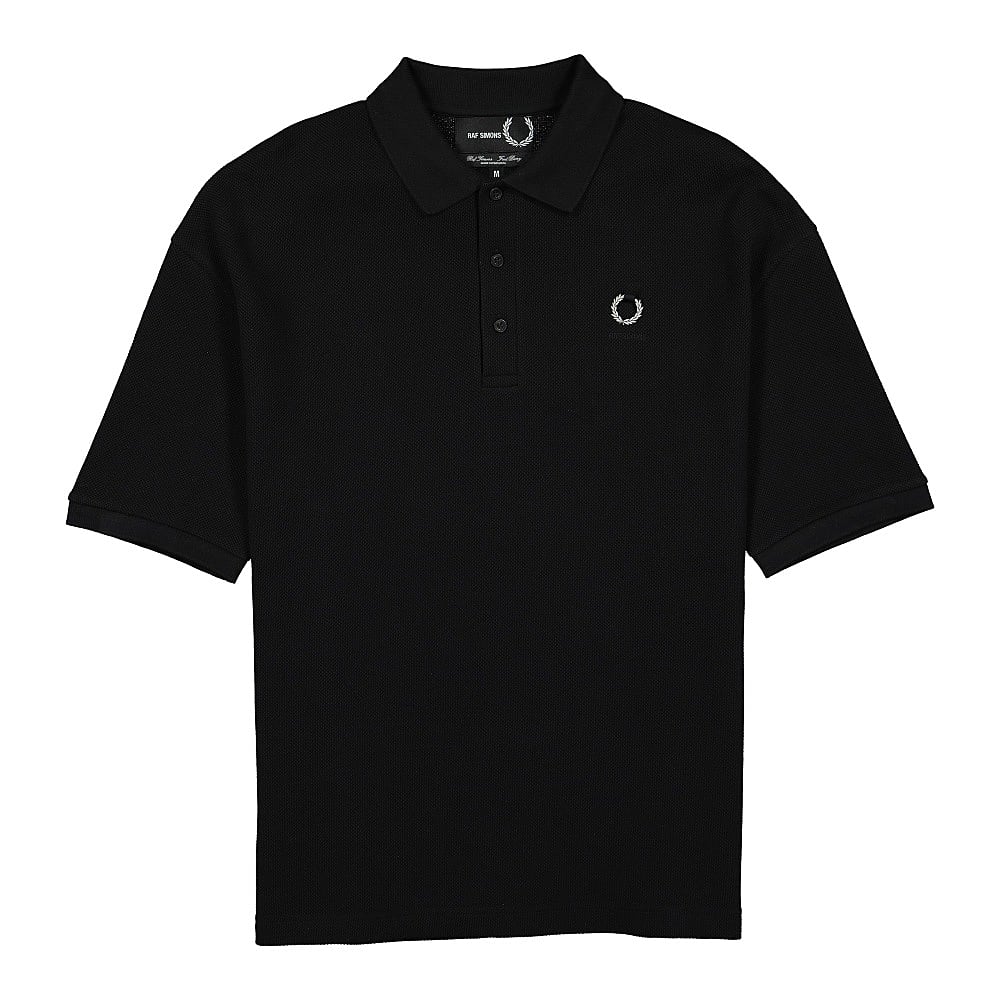 Fred Perry Raf Simons x Fred Perry Oversized Print Polo Shirt Black Polo Shirts SM9037 | Overkill