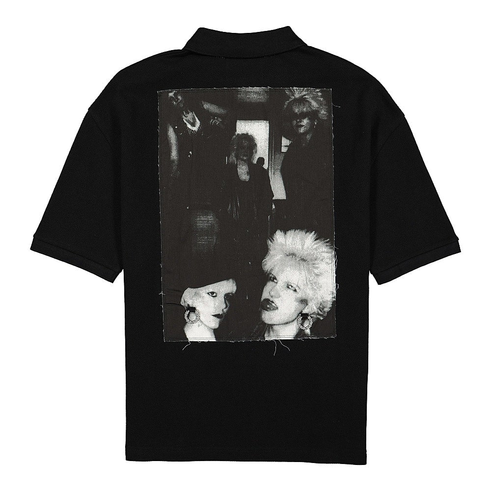 Fred Perry Raf Simons x Fred Perry Oversized Print Polo Shirt Black Polo Shirts Material | Overkill