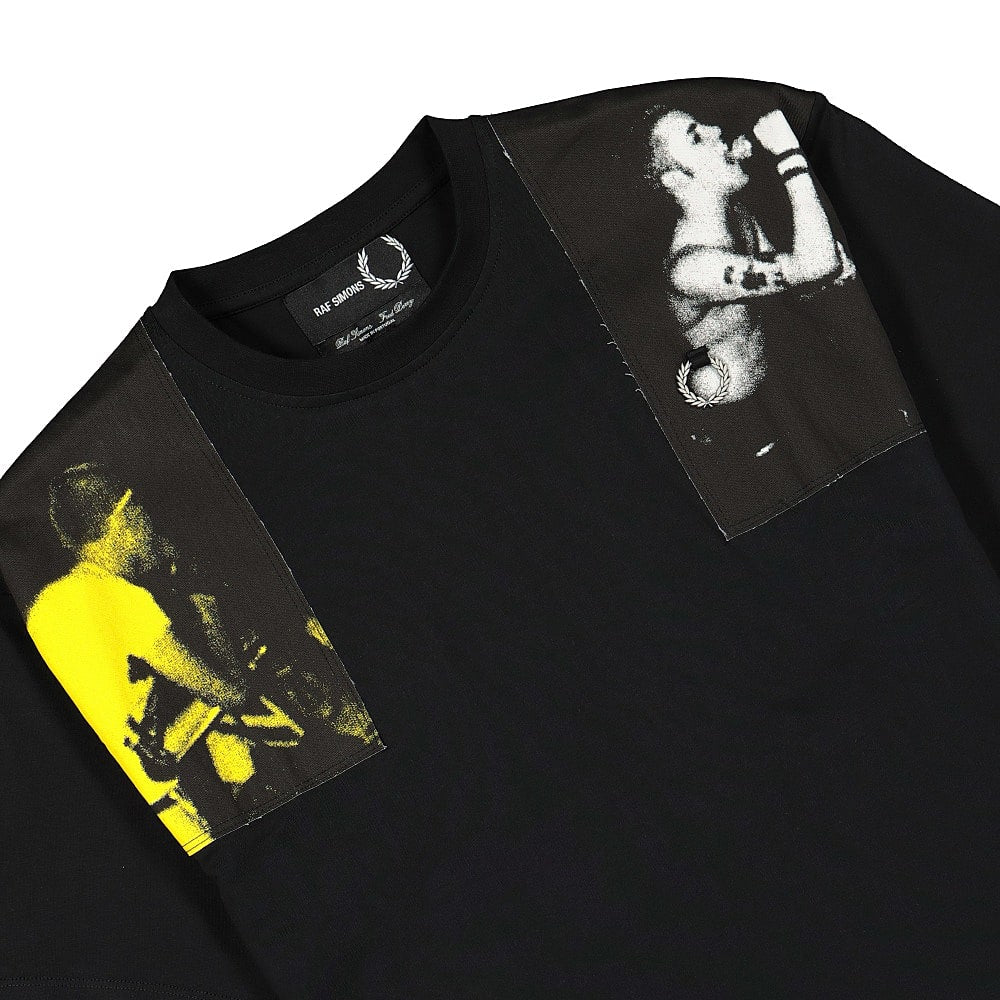 Fred Perry Raf Simons x Fred Perry Printed Panel T-Shirt Black T-Shirts Close-up | Overkill