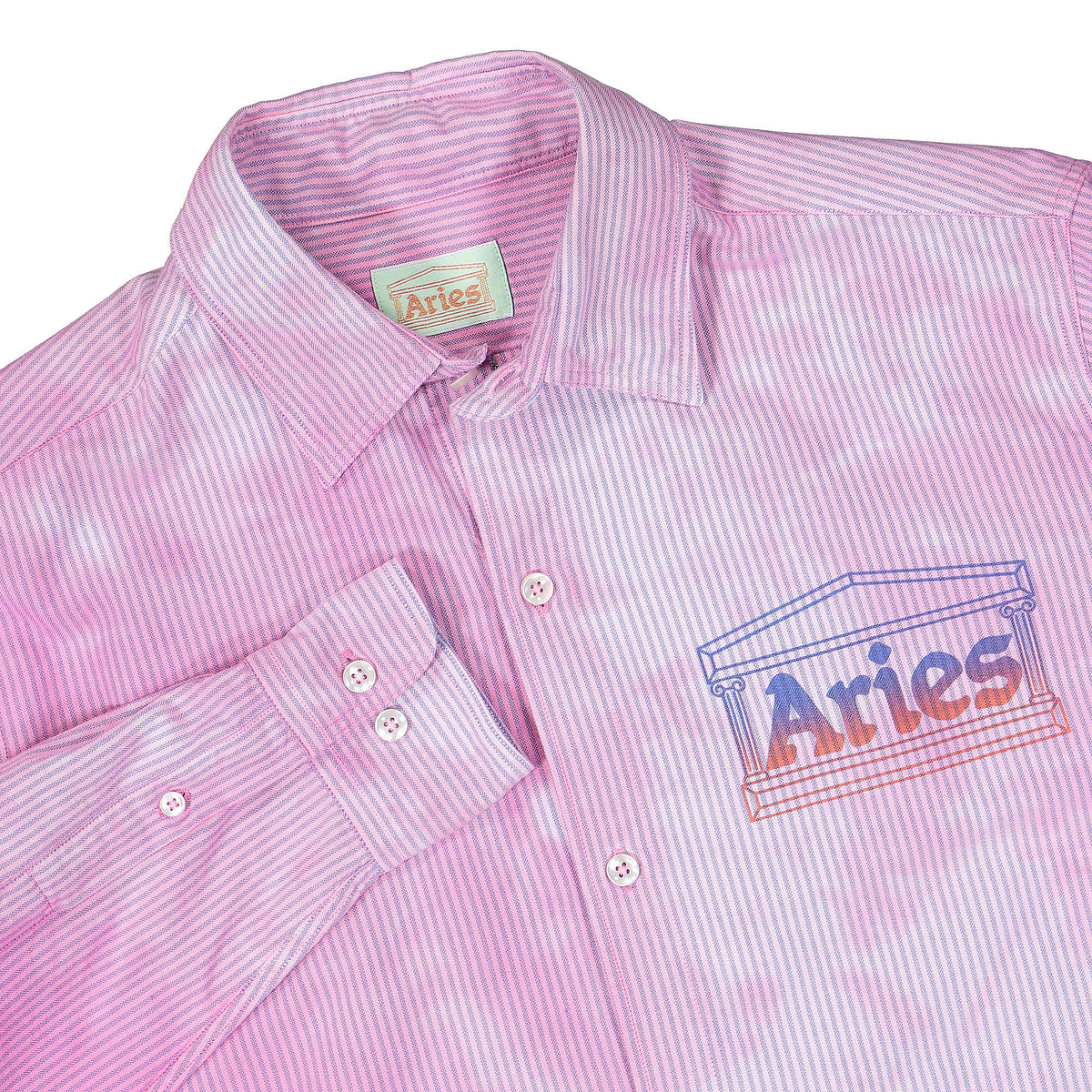 Aries OD Oxford Stripe Shirt Pink Shirts Close-up | Overkill