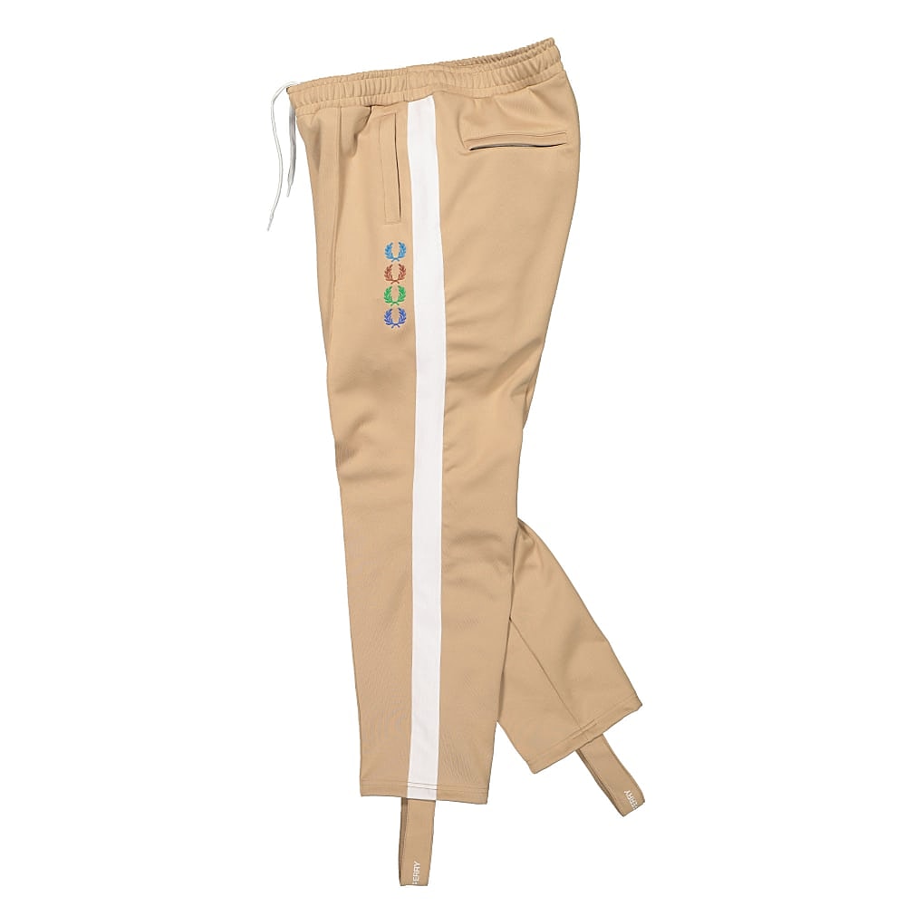 Fred Perry Beams x Fred Perry Embroidered Stirrup Taped Track Pant Camel Sweat & Track Pants Close-up | Overkill