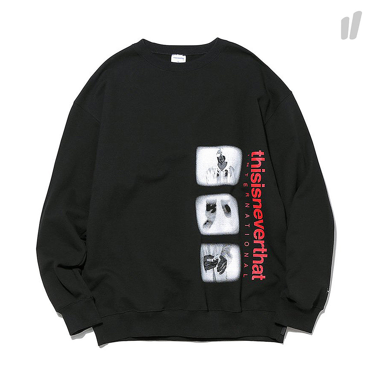 thisisneverthat INTL. Logo Crewneck Black Sweatshirts TN18FSW004B | Overkill