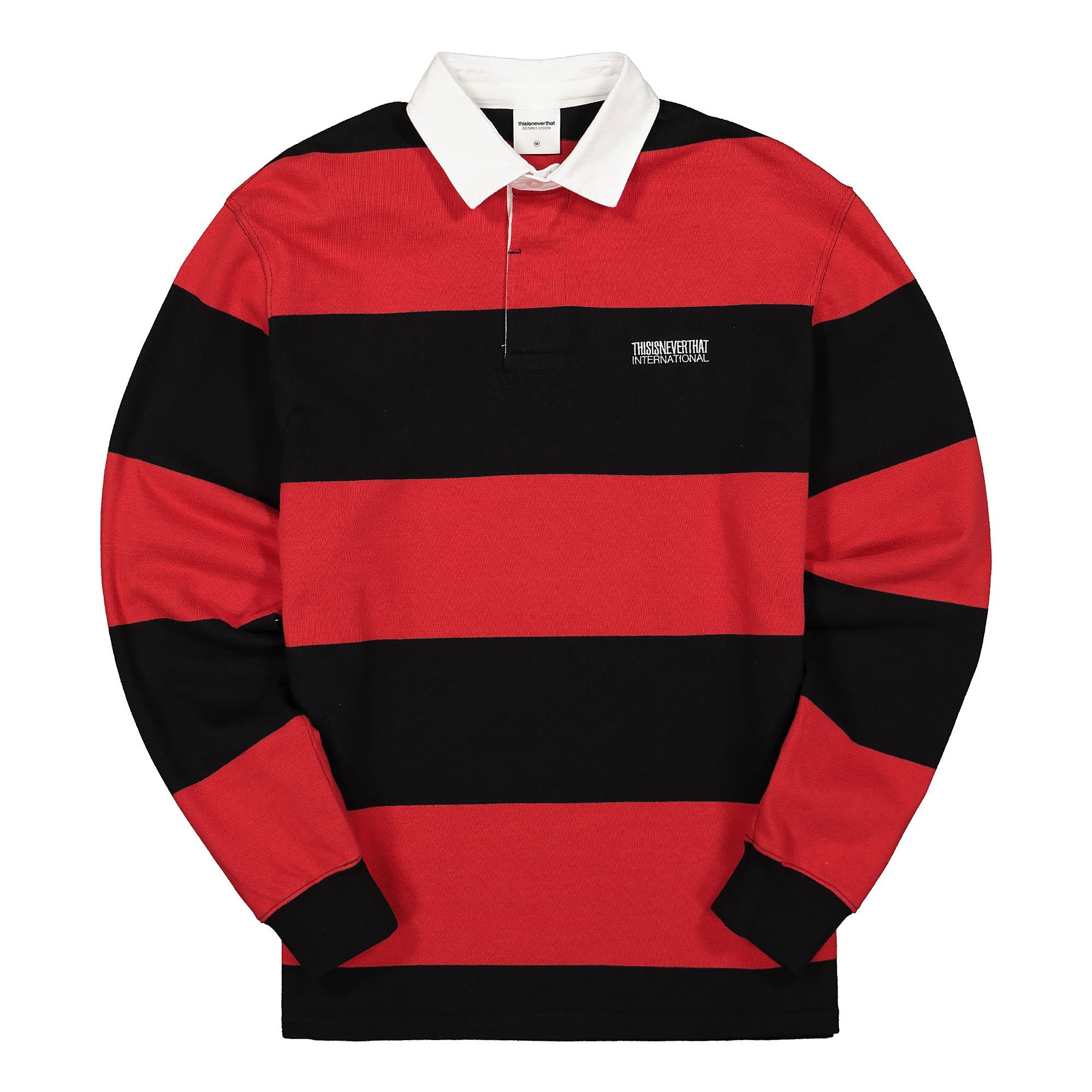 thisisneverthat Striped Rugby Shirt Black / Red Shirts TN19SKW008 | Overkill