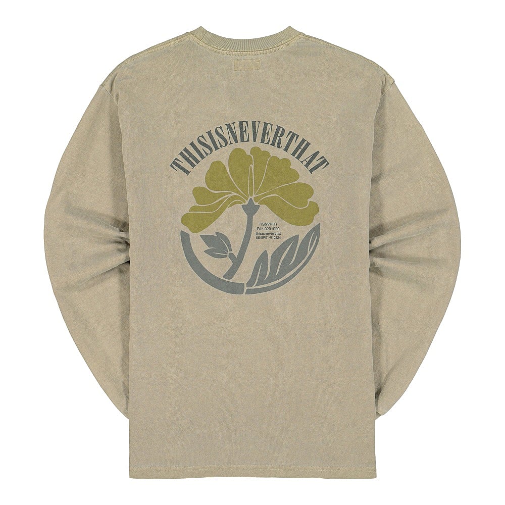 thisisneverthat Overdyed Flower Longsleeve Top Beige Longsleeves Material | Overkill