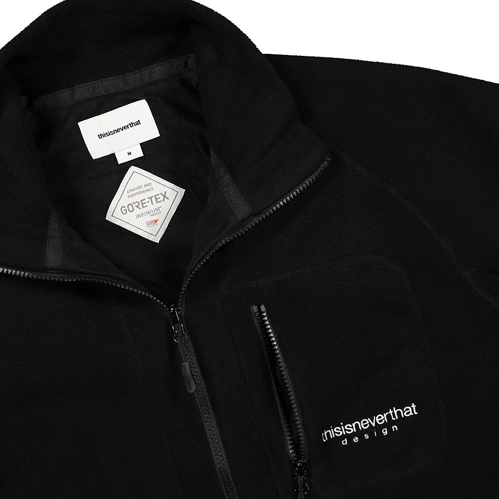 thisisneverthat Gore-Tex Infinium Fleece Jacket Black Fleece Jackets Close-up | Overkill
