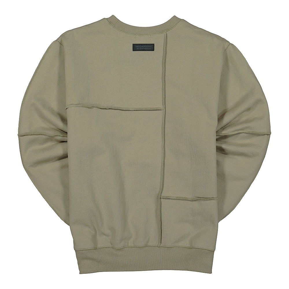 thisisneverthat CP-Paneled Crewneck Light Olive Sweatshirts Material | Overkill