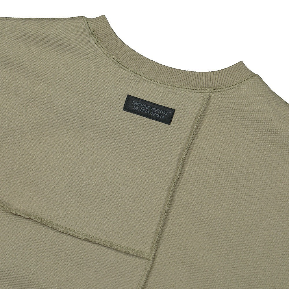 thisisneverthat CP-Paneled Crewneck Light Olive Sweatshirts Detail view 1 | Overkill