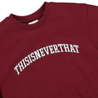 thisisneverthat ARC-Logo Crewneck Burgundy Sweatshirts Close-up | Overkill