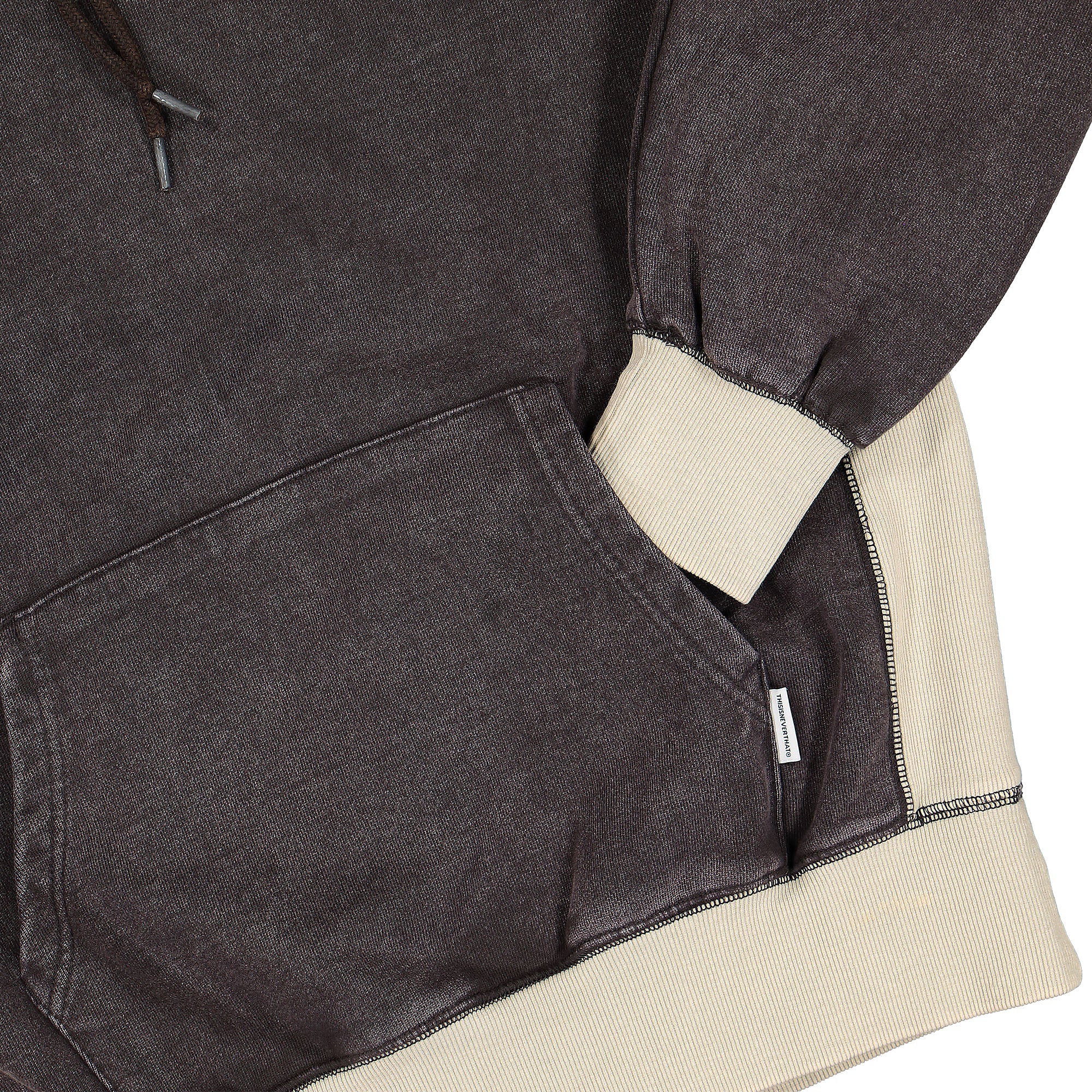 thisisneverthat Side Paneled Hoodie Charcoal Hoodies Detailfoto | Overkill