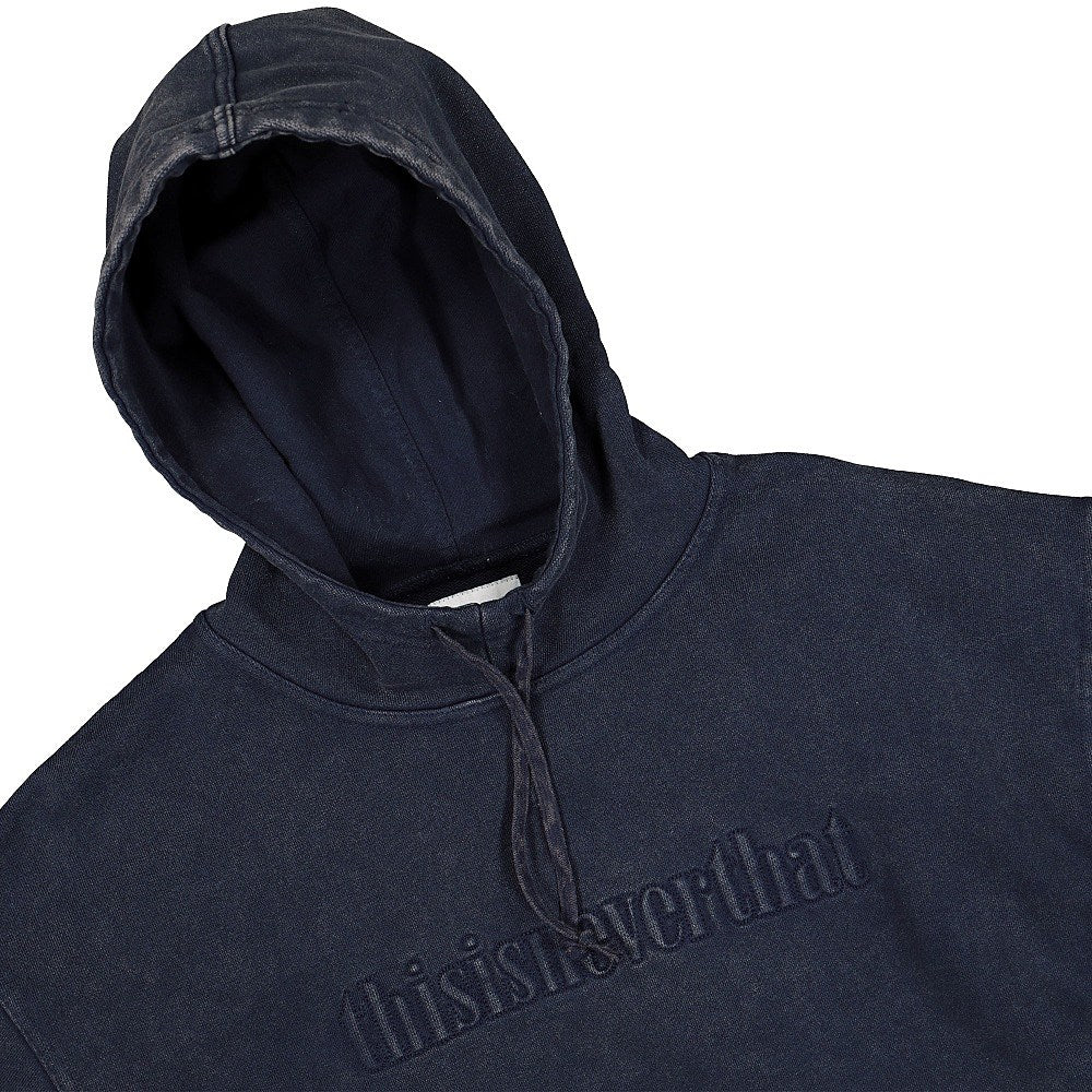 thisisneverthat Washed Embroidery Hoodie Dark Navy Hoodies Close-up | Overkill