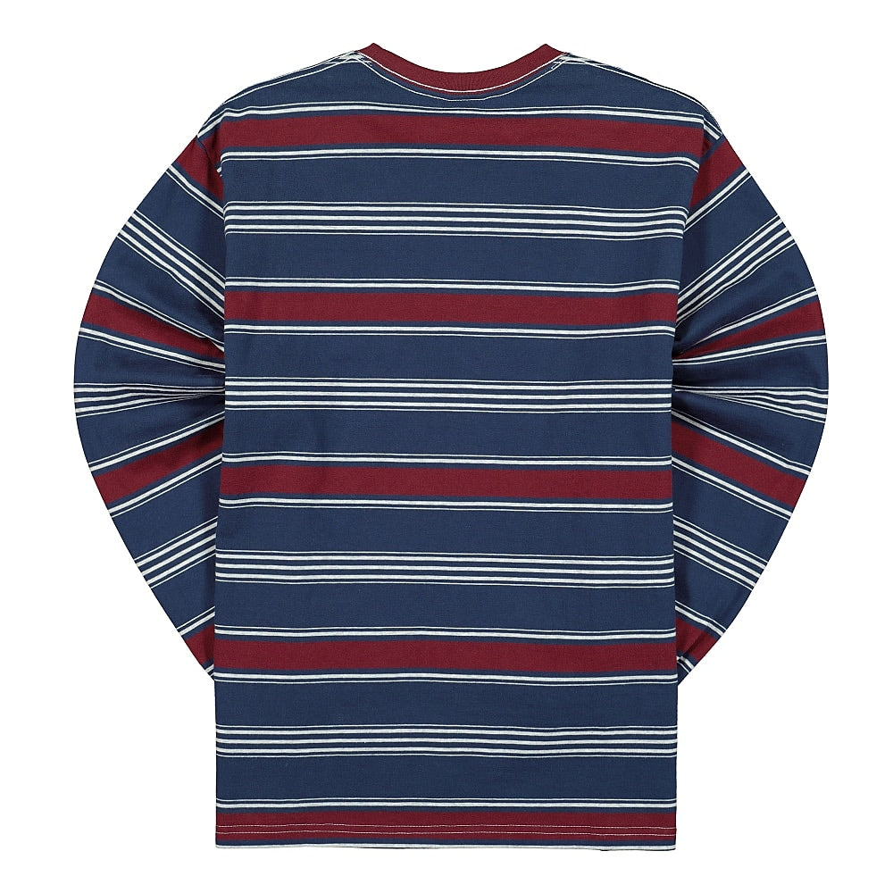 thisisneverthat Onyx Stripped Longsleeve Top Burgundy / Grey Longsleeves Material | Overkill