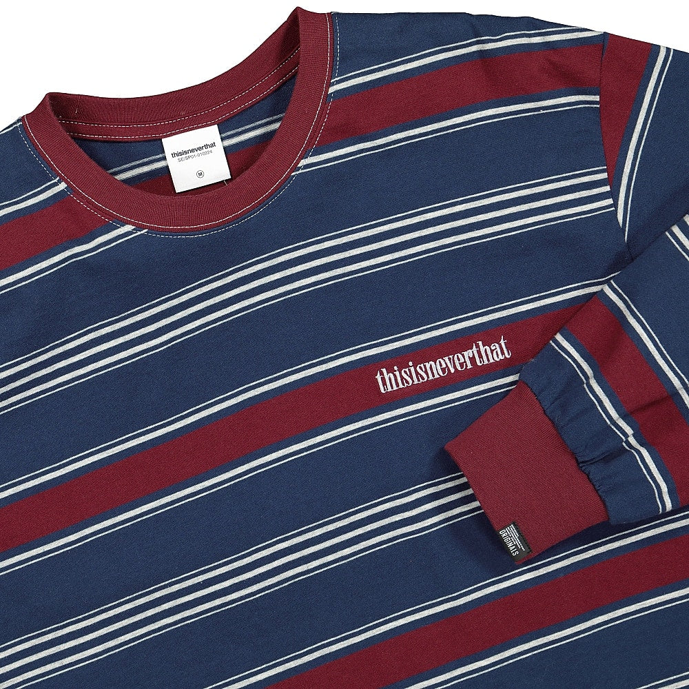 thisisneverthat Onyx Stripped Longsleeve Top Burgundy / Grey Longsleeves Close-up | Overkill