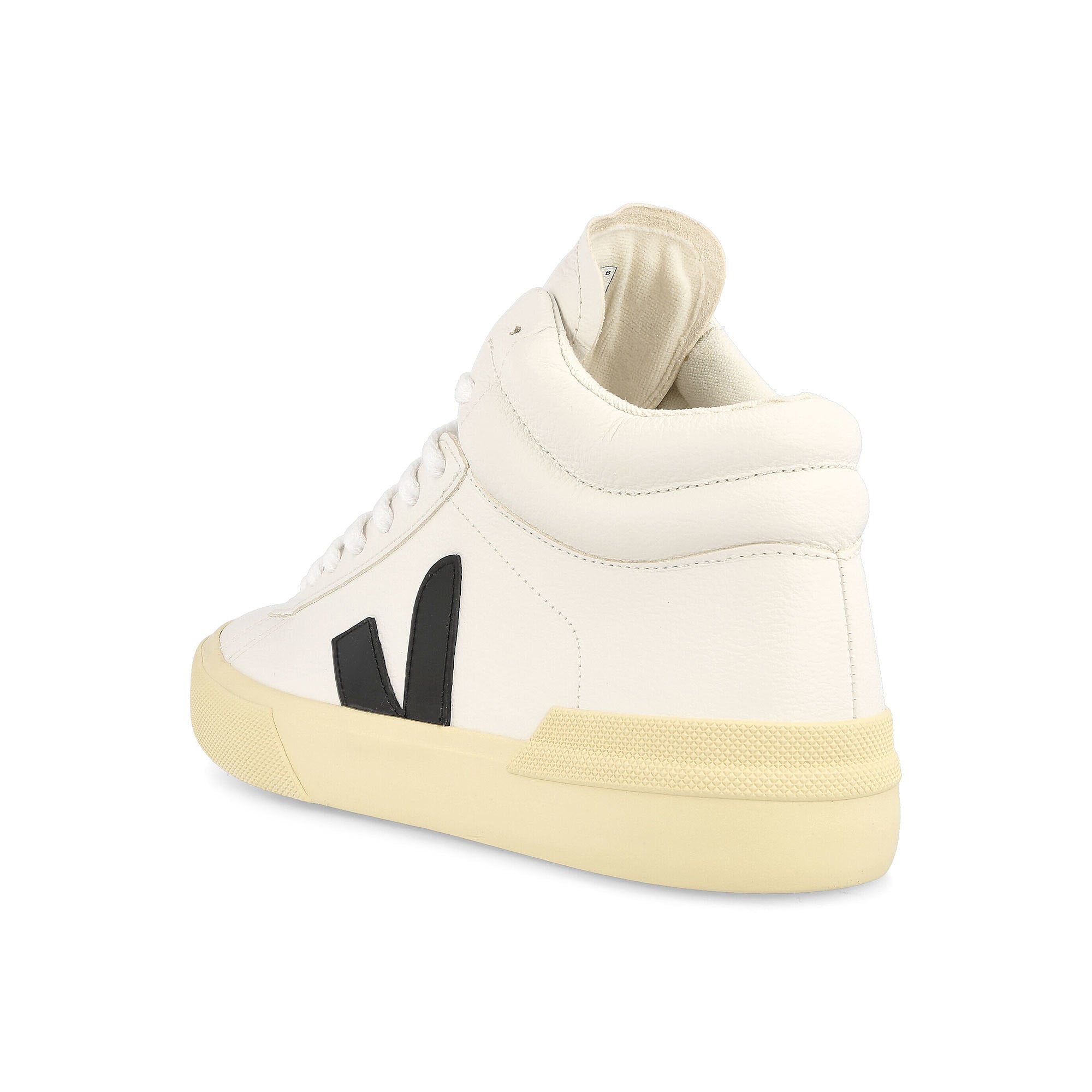 Veja minotaur chromefree leather White-Black Mid Top Sneakers  Material | Overkill