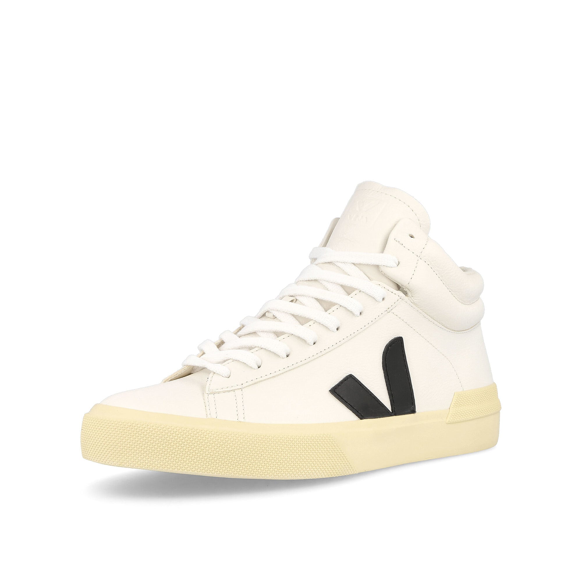 Veja minotaur chromefree leather White-Black Mid Top Sneakers  Close Up | Overkill
