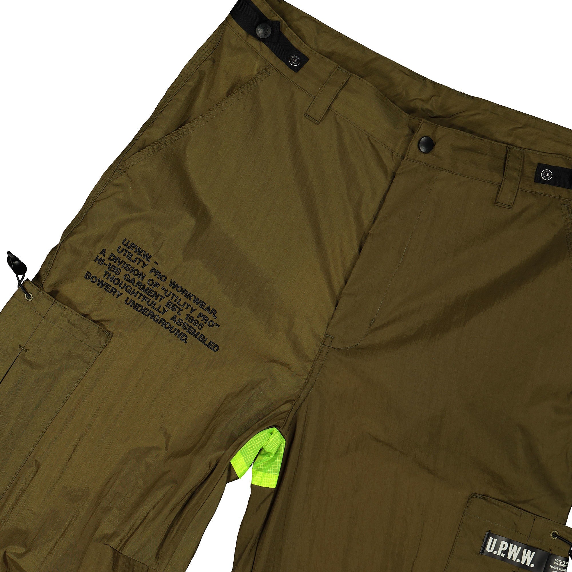 U.P.W.W. zip cargo nylon pant Olive Sweat & Track Pants Close-up | Overkill