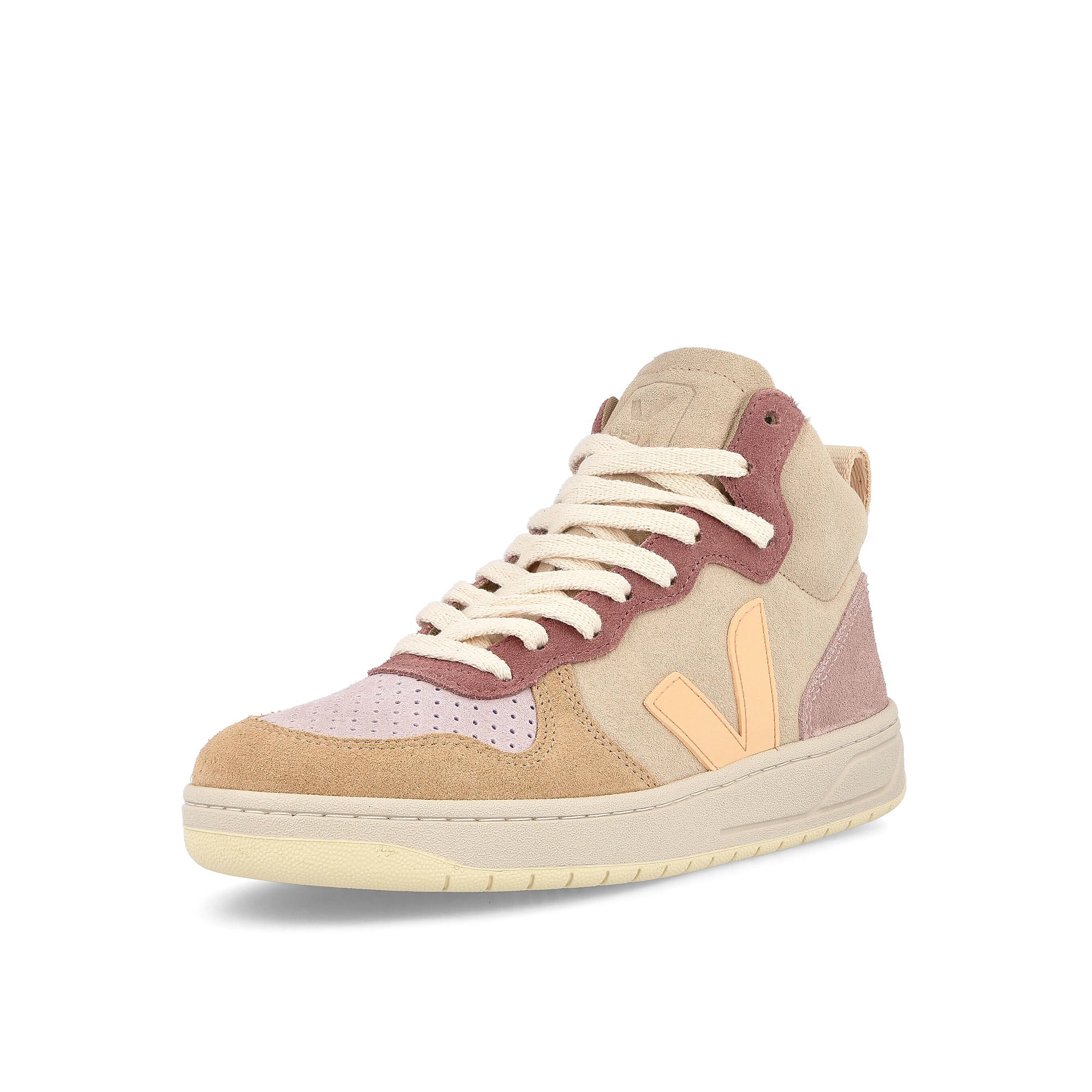 Veja wmns v-15 suede Multicolor - Peach Sneakers  Close Up | Overkill