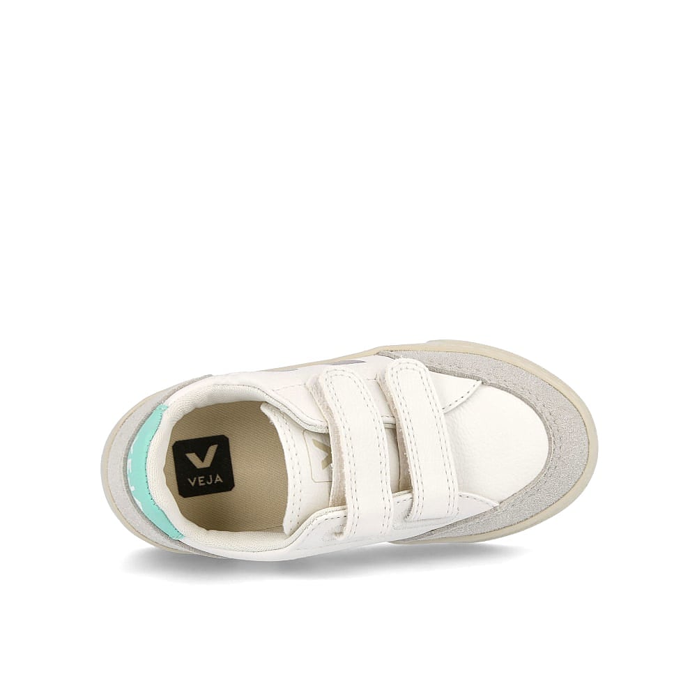 Veja small v-12 velcro chromefree Extra White-Parme Turquoise Low Top Sneakers  Detailfoto | Overkill