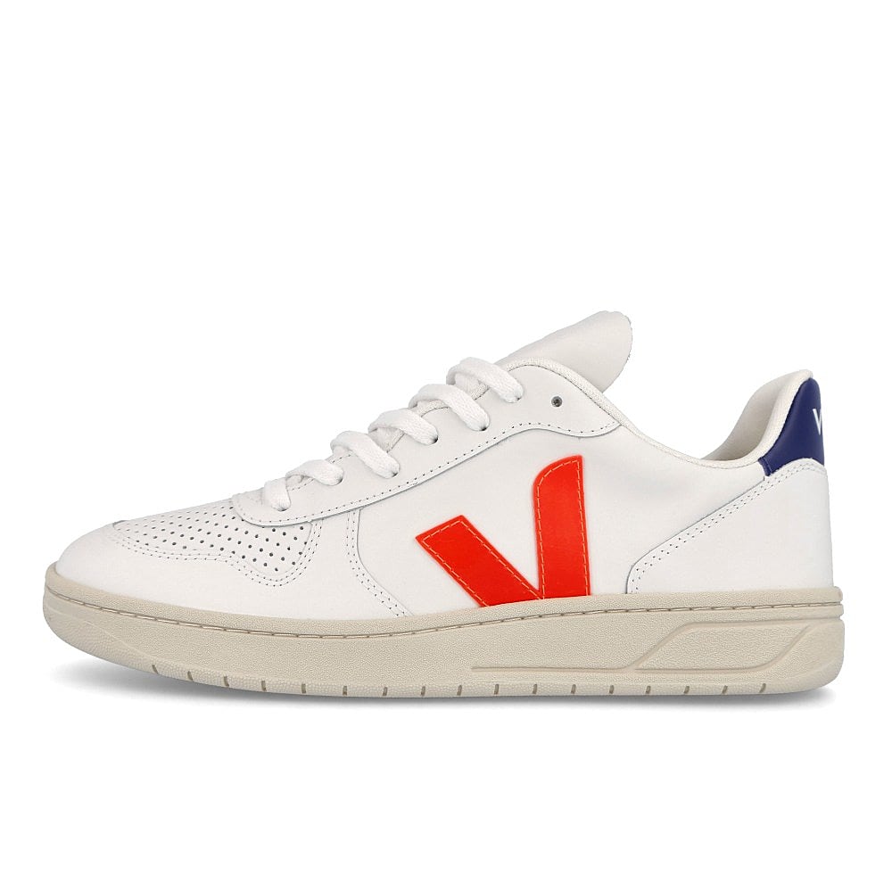Veja v-10 leather Extra White / Orange Fluo Cobalt  VX022136B | Overkill