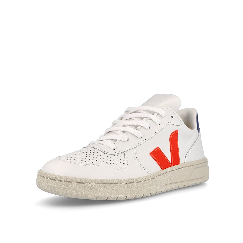 Veja v-10 leather Extra White / Orange Fluo Cobalt  Detailfoto | Overkill