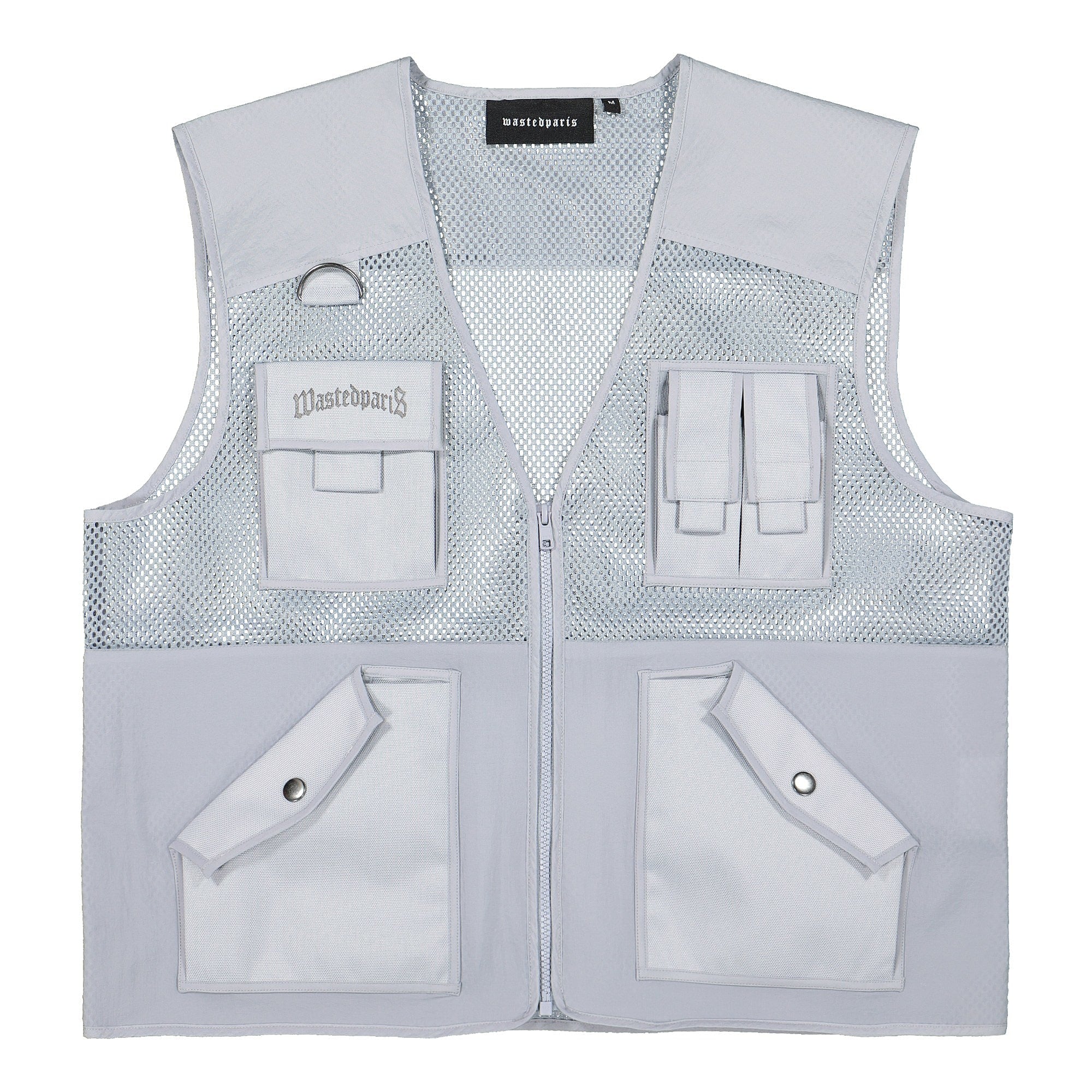 Wasted Paris Silver Reflective Tactical Pocket Vest Silver Grey Vests 128277 | Overkill