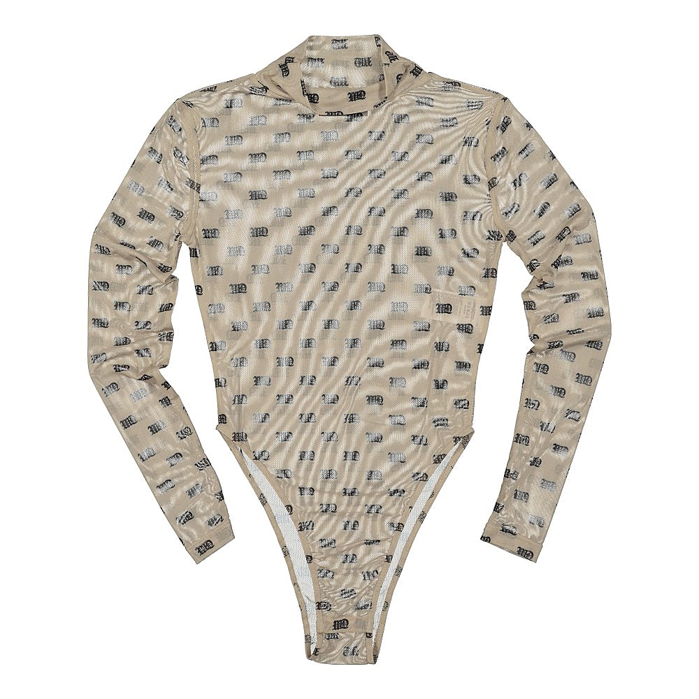 Wasted Paris Body Mesh Allover Monogram Nude Longsleeves WPBMAM | Overkill