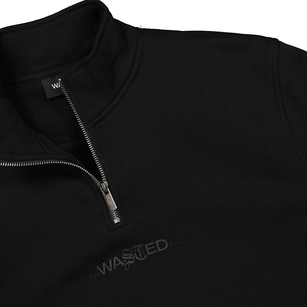 Wasted Paris Essential Funnel Sweatshirt Black Sweatshirts Close-up | Overkill
