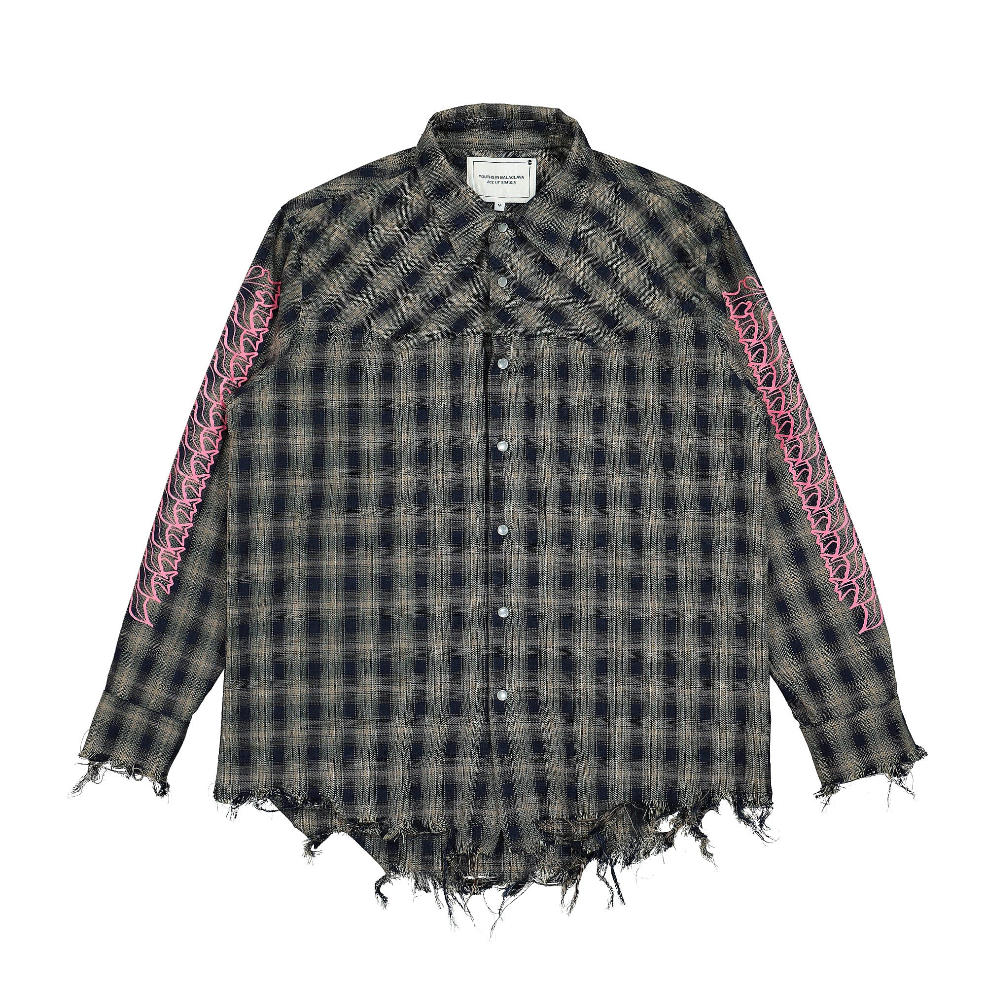 Youths In Balaclava Flower Western Shirt Plaid Blue Shirts YOU05B101-1 | Overkill